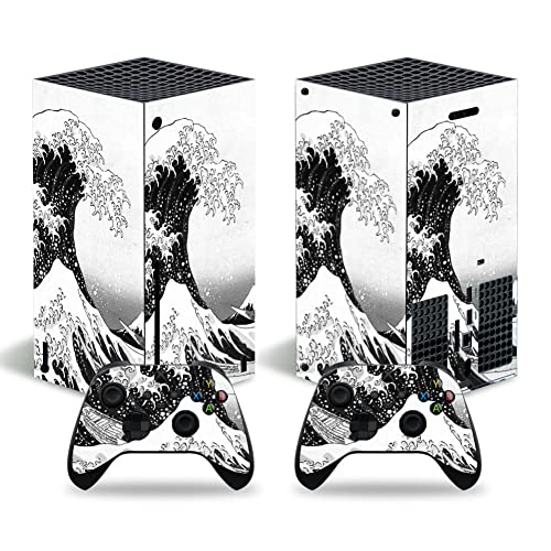Skin Sticker for Xbox Series X, Vinyl Decal Protective Wrap Cover for Xbox Series X Console and Controller, Full Set Game Console Skin for X Box Series X (Sea Wave White)