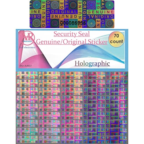 70 Tamper Proof Stickers, Tamper Evident Stickers. Genuine Original Holographic Security Seal, Tamper Resistant Hologram Foil Tape Feature with Serial Numbers. Strong Adhesive. (70 Stickers)