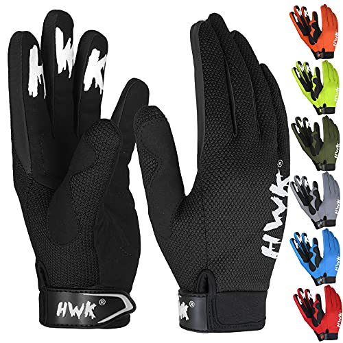 HWK Motorcycle Gloves for Men & Women Motocross Riding Driving Tactical Cycling Biker Moto Racing All-Purpose Gloves (Black, M)