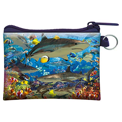 3D LiveLife Coin Purse - Shark Reef from Deluxebase. Lenticular 3D Ocean Purse. Cash, coin and card holder with secure zipper featuring artwork licensed from renowned David Penfound