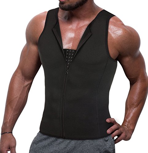 TAILONG Slim Fit Men Undershirt Body Control Compression Shaper Waist Cinching Girdle Tank Top Vest (XL, Black)