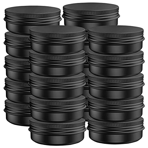 Axe Sickle 20 Pcs 0.5 Ounce Aluminum Tin Jars Containers Leak Proof Cosmetic Tin Jars Containers Round Screw Lids for Cosmetic, Salves, Balms, Lip Balm or Others, 15mL Black