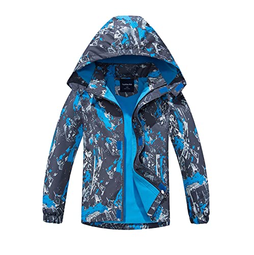 MGEOY Girls Rain Jacket Lightweight Waterproof Hooded Fleece Lined Raincoat Windbreakers for Kids Pink 8/9