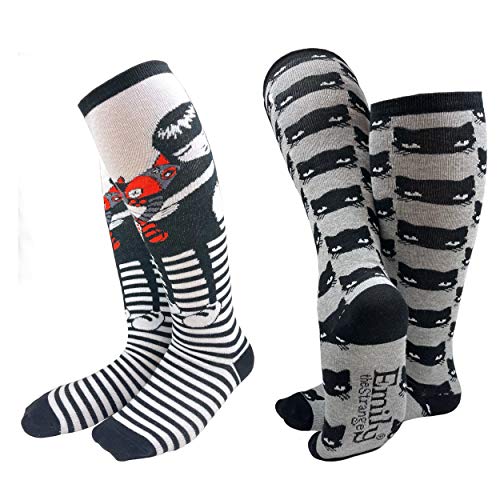 Women's Emily the Strange Cute Elegant Patterned Fashion Knee High Socks - 2 Pair (KneeHi_6003_2pair, 2)