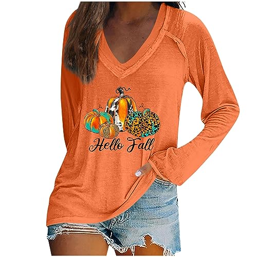 Women's Plus Size Button V Neck 2023 Casual Loose Tee Tops Cropped Athletic Jacket Women Trending Gifts for Women 2023 Womens Sweaters Dressy Casual（3-Orange,Large）