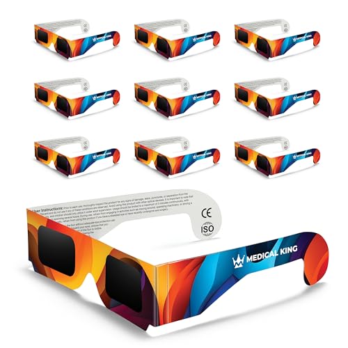 Medical king Solar Eclipse Glasses (10 pack) 2024 CE and ISO Certified Approved 2024 Safe Shades for Direct Sun Viewing