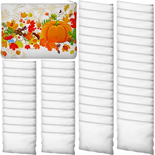 Frienda 50 Pieces 3 Sizes Blank Canvas Cosmetic Bags Sublimation Makeup Bags White Pencil Pouch DIY Zippered Multipurpose Pouches Heat Transfer Iron on Pouch Bags for Stationery Toiletries Crafts Use