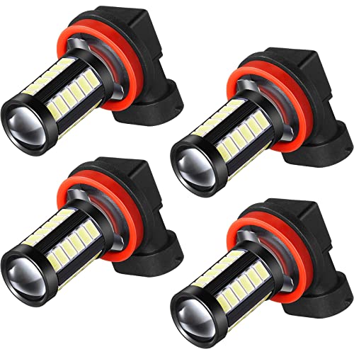 Frienda 4 Pcs H8 H11 LED Fog Light Bulbs 6000K White 1400 Lumen 12-24V High Power 5730 LED, Constant Current, Plug and Play, Non Polarity Headlight Bulb for Car Truck