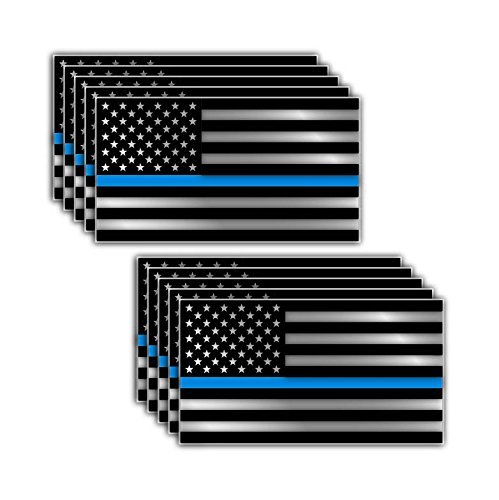 10 Pack of Thin Blue Line Police Officer BLM American Flag Vinyl Decal Sticker Car Truck 3' x 5.5