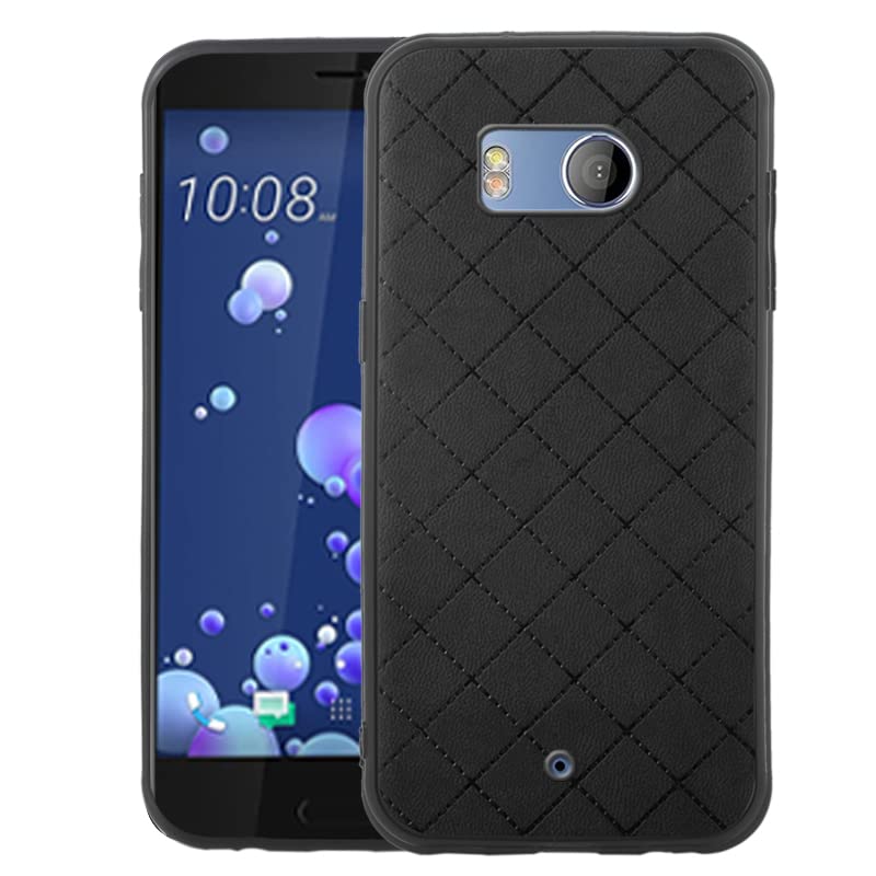 ELISORLI Compatible with HTC U11 case Rugged Thin Slim Cell Accessories Anti-Slip Fit Rubber TPU Mobile Phone Protection Full Body Bumper Grip Silicone Soft Shockproof Cover for U 11 Women Men Black