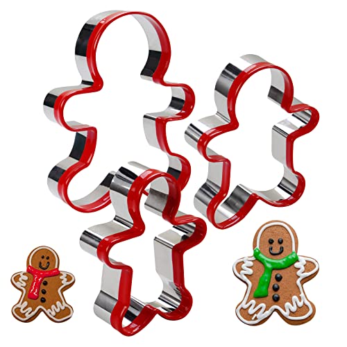 SurgeHai Cookie Cutters Set of 3, Gingerbread Man Cookie Cutter Tools
