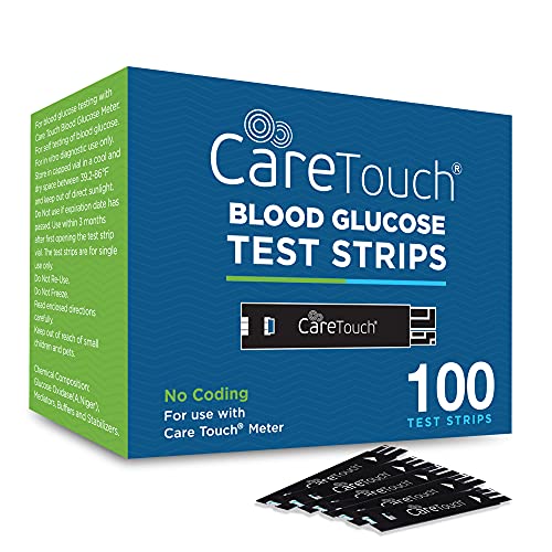 Care Touch Blood Glucose Test Strips for Diabetes I For Use with Care Touch Blood Sugar Monitor - 100 Count (Pack of 2), 2 Boxes of 50 Diabetic Test Strips