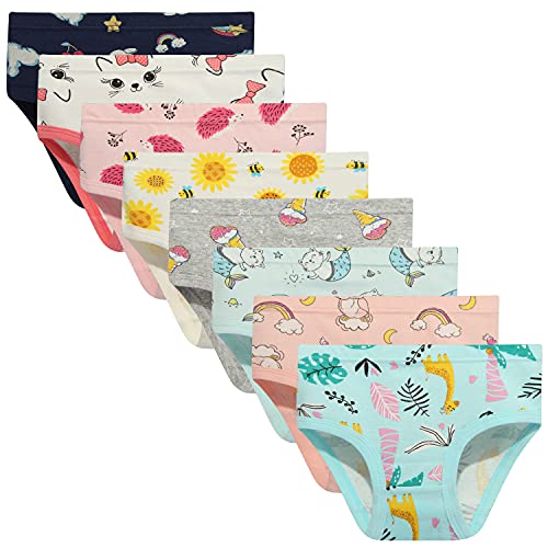 NEIYISHE Girls' Cotton Brief Breathable Toddler Panties Kids Assorted,fo girls underwear size 2t 3t 4t 5t 6t 7t 8t 9t 10t 11t 12t (8 pieces).