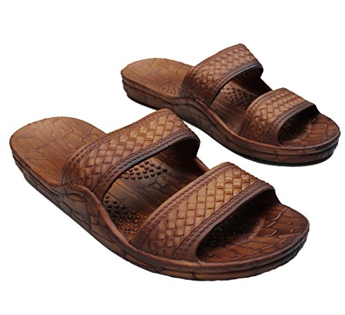 IMPERIAL SANDALS HAWAII Footwear Brown Black Gray Jesus Sandal Slipper For Women Men and Teen Classic Style (8, Brown)