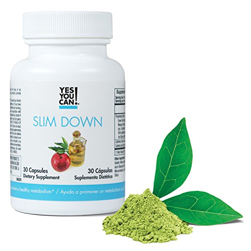 Yes You Can! Slim Down Dietary Supplements - with African Mango, L-Carnitine, Apple Cider Vinegar, Green Tea Extract, and Caffeine derived from Guarana Seed Extract, 30 Capsules/1 Month Supply