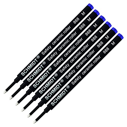 Schmidt 6 Pack - Blue 888 Medium Rollerball Refill