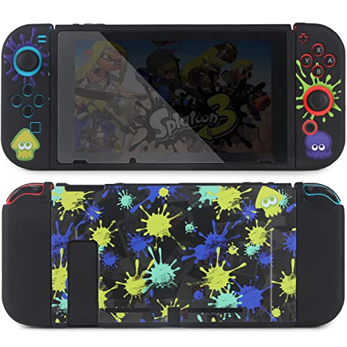 TIKOdirect Protective Case for Nintendo Switch, Soft Full Skin Protective Cover with Pretty Cute Pattern, Silicone Slim Shockproof Back and Grip Case for Switch, Black
