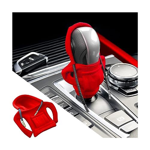 zipelo Car Gear Shift Knob Cover, Fashionable Sweater Design, Cute Hooded Shirt Car Shift Knob Decorative Cover, Universal Car Interior Accessories, Gear Stick Protector for Women (Red)