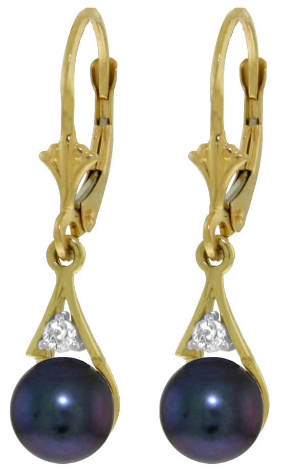 Galaxy Gold GG 14k Solid Gold Leverback Earrings with Pearls and Diamonds