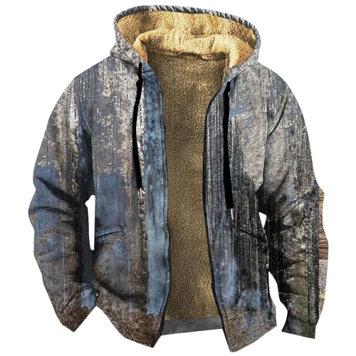 Jackets for Men Men's Insulated Flannel Jacket Western Jacket Thermal Jacket for Men Mens Winter Coats Suede Jacket Men Mens Pullover Fleece Pullover Men's Winter Coat（4-Dark Blue,4X-Large）