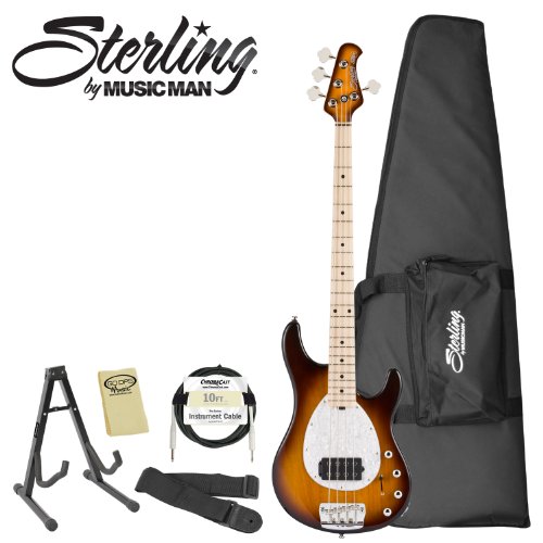 Sterling by MusicMan JB-SB14-TBS-KIT-1 Bass Pack with Strap, Cable, Stand, GoDpsMusic Polish Cloth and Sterling Gig Bag