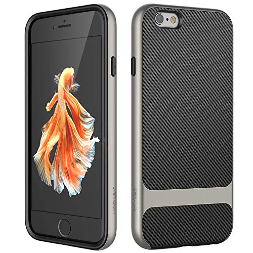 JETech Case for iPhone 6s and iPhone 6, Slim Protective Cover with Shock-Absorption, Carbon Fiber Design (Grey)