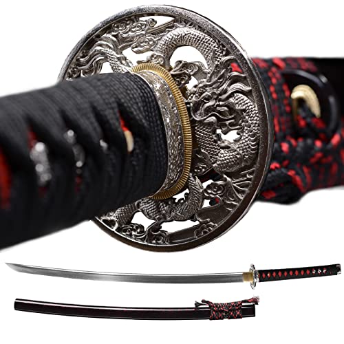 YONG XIN SWORD-Samurai Katana Sword, Japanese Handmade, Practical, 1095 Carbon Steel, Tempered/Clay Tempered, Full Tang, Sharp, Scabbard