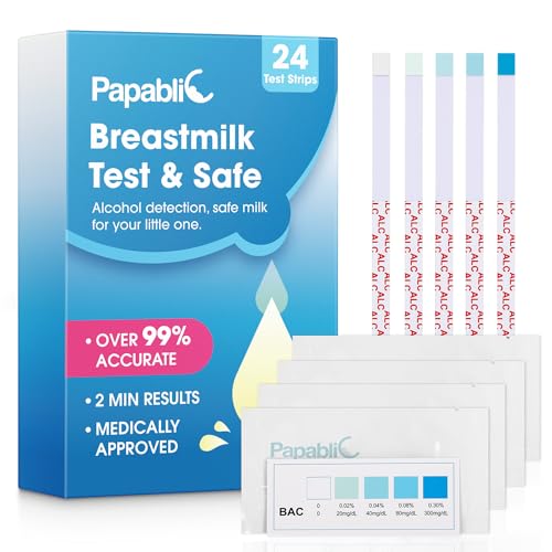 24-Count of Papablic Breastmilk Alcohol Test Strips, 2-min Quick & Accurate Detection for Alcohol in Breastmilk, Test Strips for Breastfeeding Moms at Home