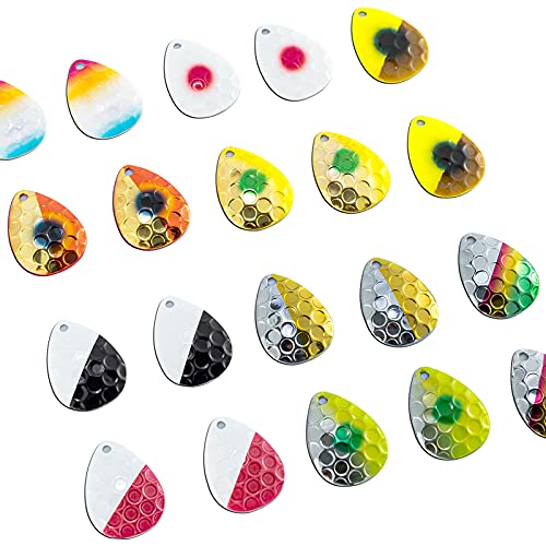 Dr.Fish 20 Pack Fishing Spinner Blades Kit Hammered Colorado Blades Lure Making Supplies Inline Spinnerbait Walleye Rig Making Blades Salmon Trout Crawler Harness Bullet Lures