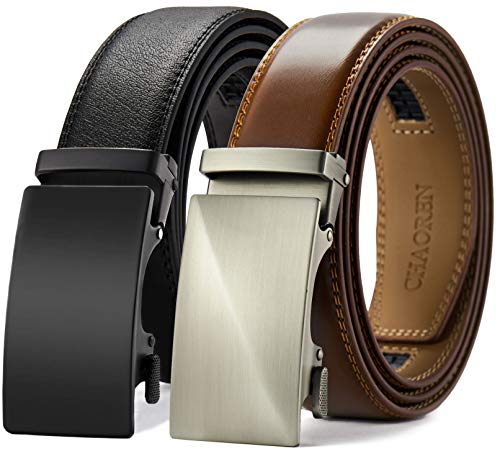 CHAOREN Ratchet Belts for Men 2 Pack - Mens Belt Leather 1 3/8' in Gift Set Box - Meet Almost Any Occasion and Outfit
