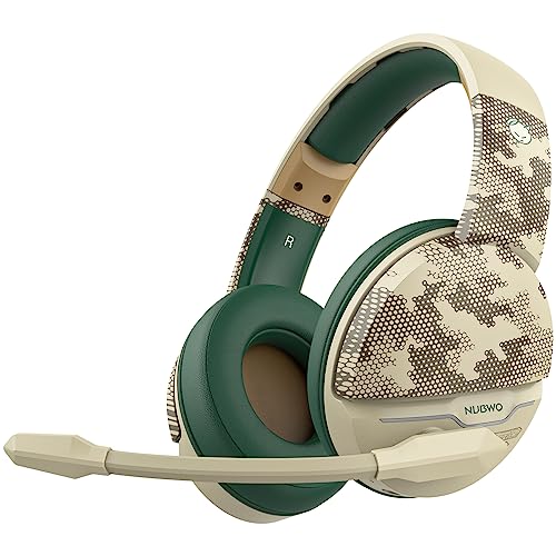 NUBWO G08 Wireless Gaming Headset with Microphone: 100-Hr Battery Life, 10m Range, Unique Desert Color, Compatible with PS4/PS5/PC/Mac