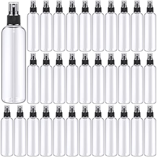 Eccliy 32 Pcs 8 oz Spray Bottles Fine Mist Empty Clear Plastic Spray Bottles Refillable Mist Sprayer Cosmetic Pump Containers Misting Atomizer with Spray Cap for Essential Oils Travel Perfumes, Black