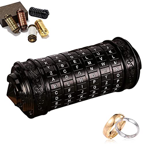 Cryptex Da Vinci Code Mini Black Bronze Lock Puzzle Valentines Day Gifts for him her Men Women dad Boys Christmas Interesting Metal Anniversary Cool Romantic Birthday for Her Gifts Box