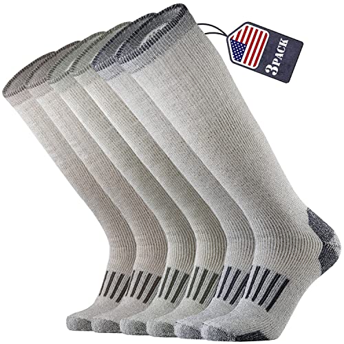 RedHero Merino Wool Over the Calf Socks for Men Hiking Hunting Ski Snowboarding Knee High Boot Warm Thick Cold Weather Winter(MixColor2 L)