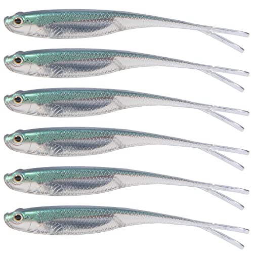 Dr.Fish Soft Fishing Lures Bass Fishing Soft Jerk Baits Minnow Swim Shad Lures Drop Shot Baits Split Tail Swimbait Plastic Crappie Bait Watermelon