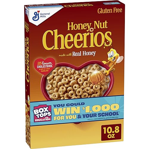 Cheerios Honey Nut Cheerios Heart Healthy Breakfast Cereal, Gluten Free Cereal With Whole Grain Oats, 10.8oz