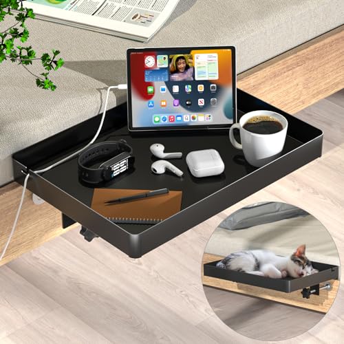 OOKUU Aluminium Bedside Shelf for Bunk Bed, College Dormitory Bed Shelf Organiser Bunk Bed Table with Cable Management College Dorm Nightstand with Storage for Phone Tablet Books and More