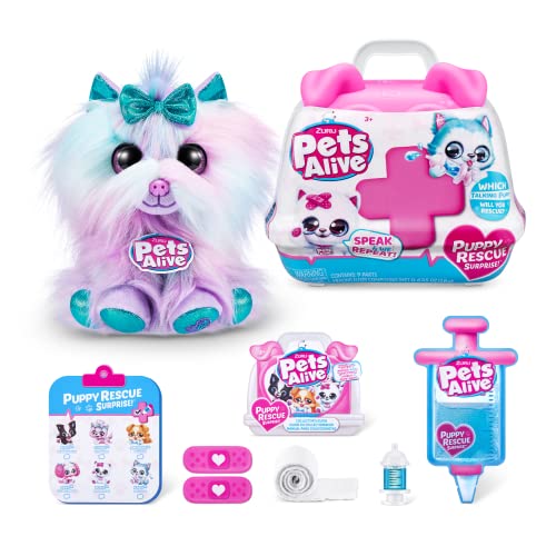 Pets Alive Pet Shop Surprise S3 Puppy Rescue (Yorkshire) by ZURU Surprise Puppy Plush, Ultra Soft Plushies, Compound Surprises Inside, Interactive Toy Pets, Electronic Speak and Repeat