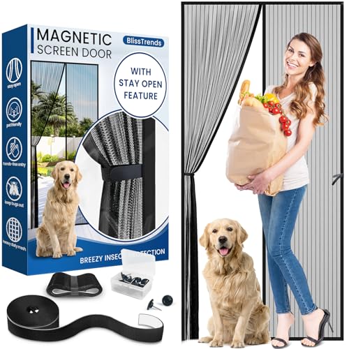 BlissTrends Magnetic Screen Door, Door Screen Magnetic Closure, Patio Screens for Patios Outside Outdoor, Mesh Screen Doors with Magnets Pet Friendly, Screen for Door to Keep Bugs Out (38'×83')