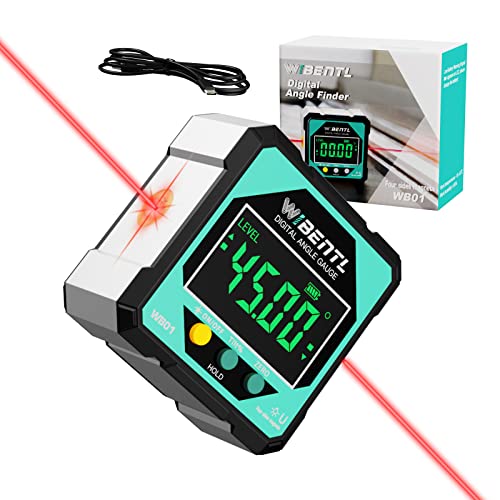 WIBENTL Digital Angle Finder-Electronic Level-Laser Level, 3-in-1 Digital Level/Protractor/Inclinometer/Angle Gauge,Rechargable Magnetic Level Box for Table&Miter Saw/Construction/Woodworking-WB01