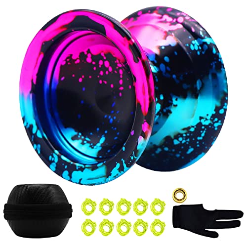 FETESNICE Unresponsive Yoyo, Aluminum Yoyo for Kids, Professional Yoyo Ball, for Advanced Yoyo Players with U Type KK Bearing + Yo-Yo Storage Bag + Glove and 10 Replacement Yoyo Strings…