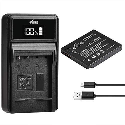 DMW-BCK7 Battery and Charger with LED Display Compatible with Panasonic Lumix DMC-TS30, DMC-FH25, FH27, FP5, FP7, FS16, FS18, FS22, FS35, FS37, DMC-S1, DMC-S2, DMC-S3, DMC-SZ1, DMC-SZ5, DMC-SZ7