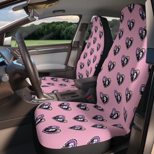 Ghost Face Heart Front Seat Covers - Set of Two - Pastel Goth Car Accessories - Gothic Auto Decor - Creepy Cute Horror Fans - Serial Killer Gifts