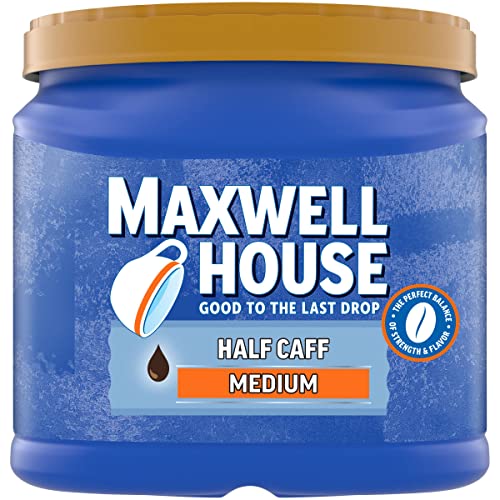 Maxwell House Half Caff Medium Roast Ground Coffee with 1/2 the Caffeine (25.6 oz Canister)