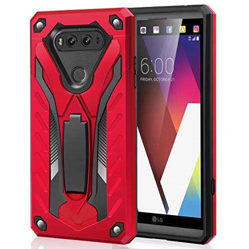 AFARER Case Compatible with LG V20 5.7 inch, Military Grade 12ft Drop Tested Protective Case with Kickstand,Military Armor Dual Layer Protective Cover - Red
