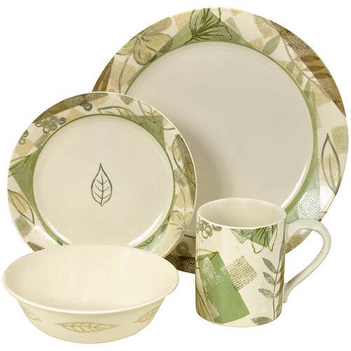 Corelle Impressions 16-Piece Dinnerware Set, Service for 4, Textured Leaves