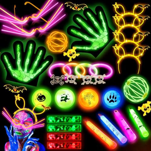 VATOS Party Favors Glow Sticks Gloves Pack - Glow in the Dark Light Up Party Dressup Accessories (Gloves, Headbands, Bracelets, Glasses, Badge) Party Favors Supplies 98 Pcs For Adult Kids Glow Sticks