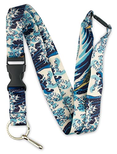 Limeloot Hokusai Breakaway Lanyard for Keys, ID Badge, Accessories | Cool Neck Lanyard for Men and Women with Detachable Quick Release Buckle and Flat Ring.