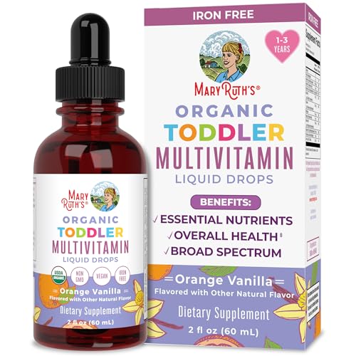 Kids Multivitamin for Toddlers by MaryRuth's | USDA Organic | Toddler Vitamins Liquid Drops for Kids Ages 1-3 | Immune Support & Overall Wellness | Vegan | Non-GMO | Gluten Free | 2 Fl Oz