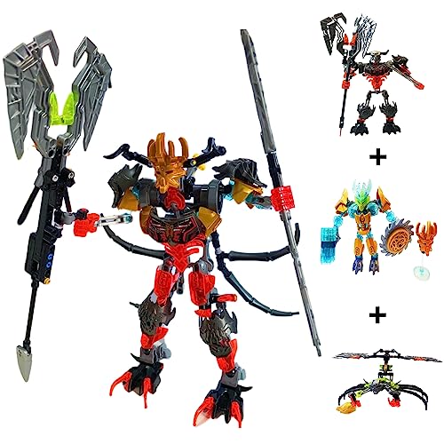 JKYP Biochemical Warrior Bionicle 70795 Mask Maker vs. Skull Grinder, Bionicle 70794 Skull Scorpio 3 in 1 Compatible Brand Building Kit
